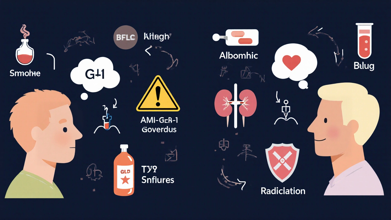 Side-by-side patient profiles showing risk factors versus protection when using GLP-1 agonists.