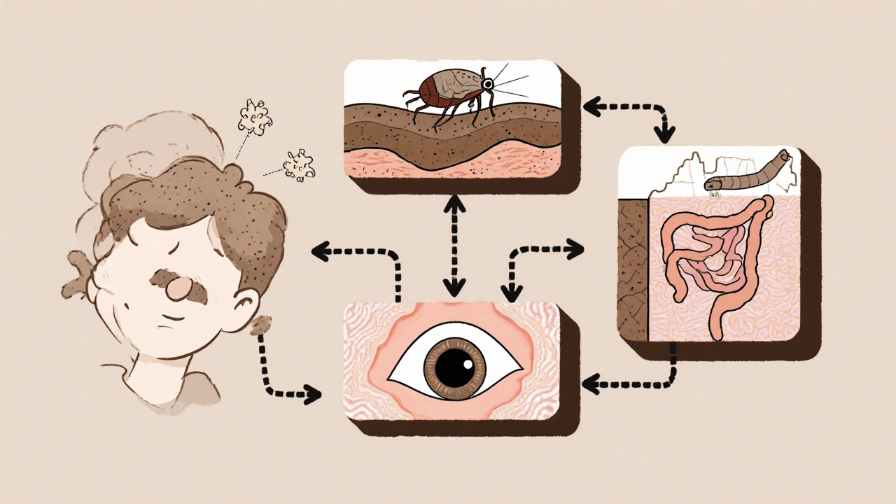 Three clinical scenarios where ivermectin is essential: crusted scabies, river blindness, and strongyloidiasis.