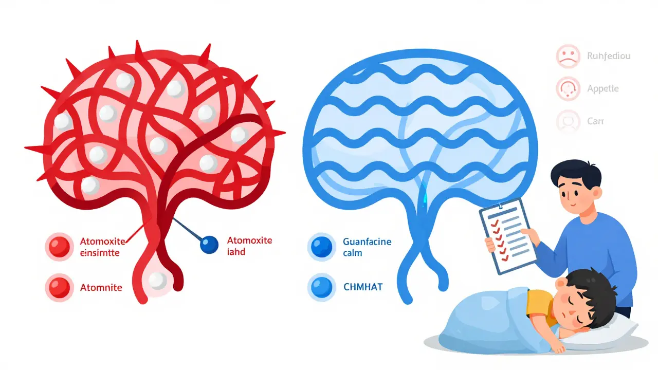 Comparison of stimulant and non-stimulant effects on brain activity and daily life.