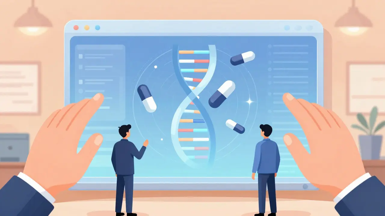 Holistic DNA projection showing personalized medication planning.