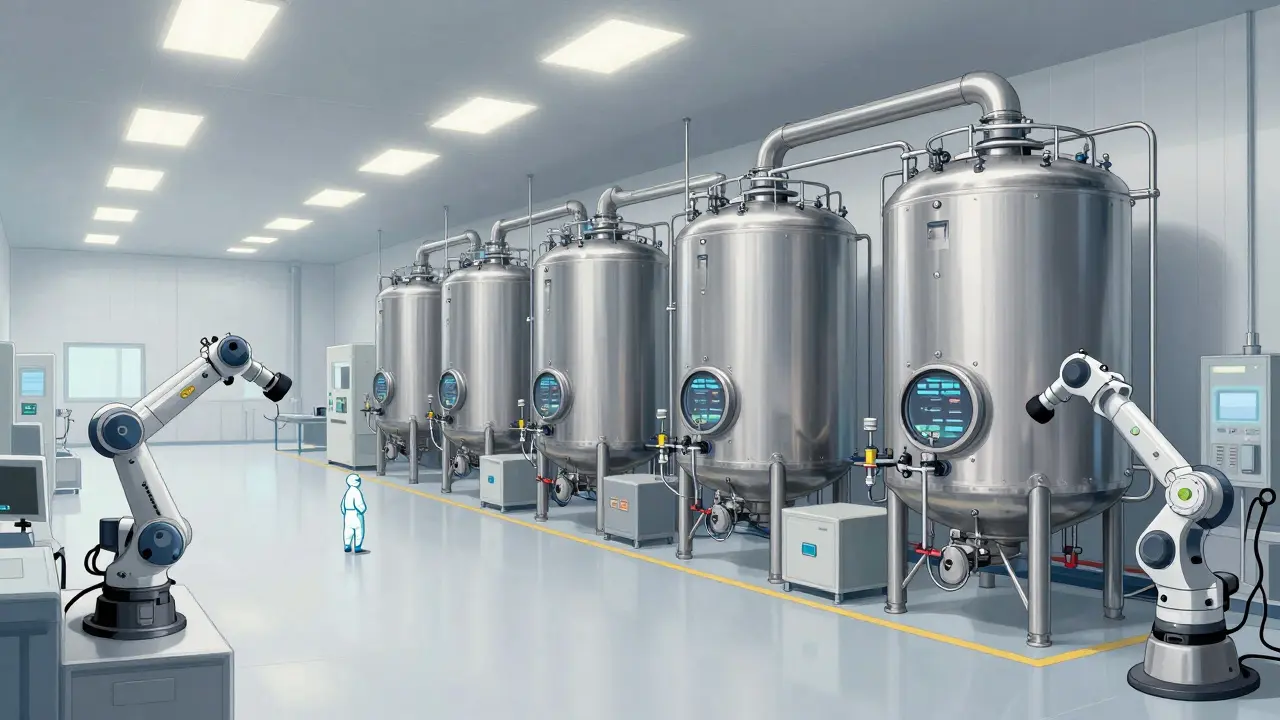 Sterile vaccine factory showing high equipment scale