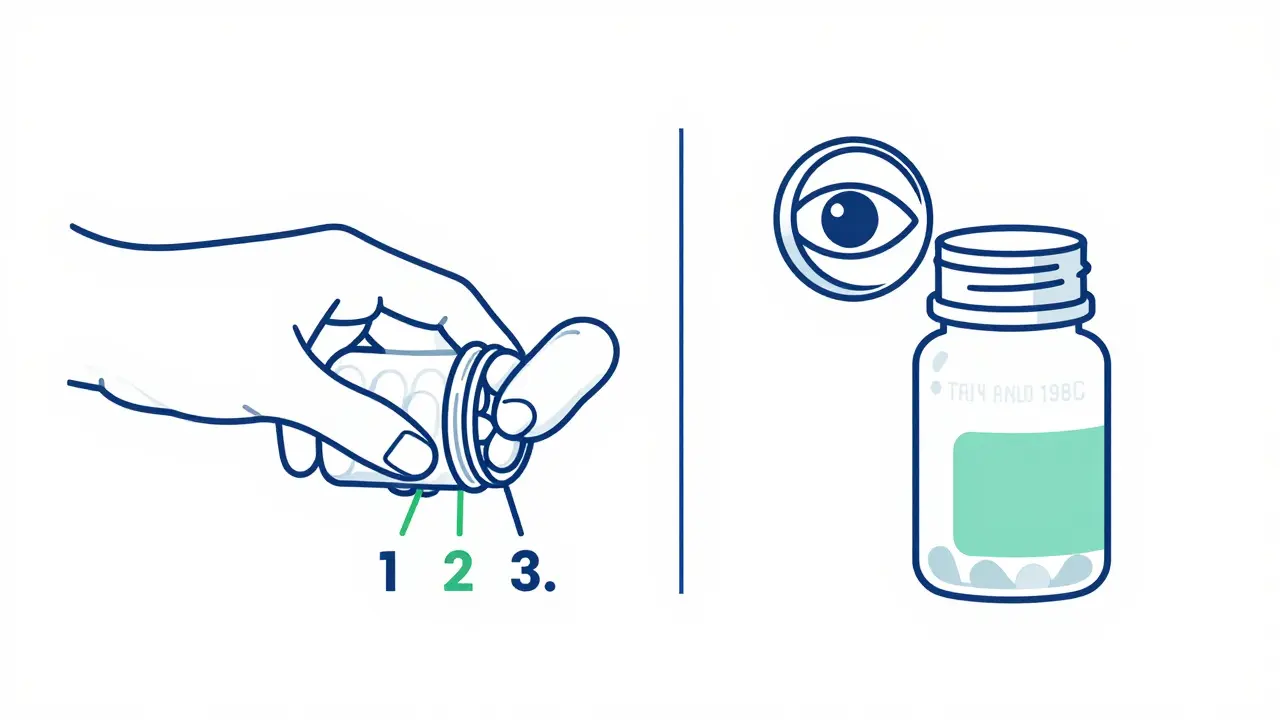 Checking pill count and bottle seal for medication errors