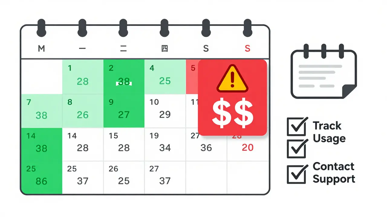 Calendar showing annual copay limit exhaustion risk